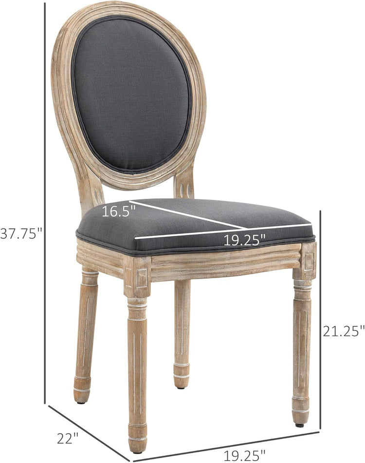 Upholstered Dining Chair Set of 2, French-Style Armless Accent Chairs