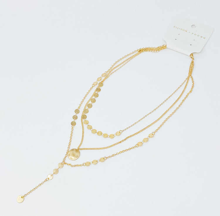 Disc Drop Layered Necklace