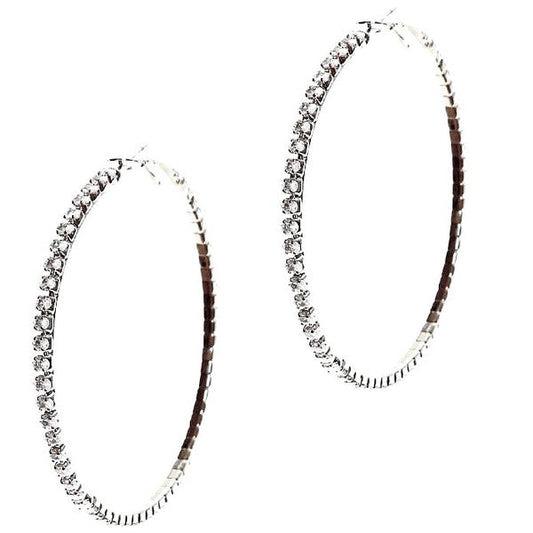 70mm Round Crown Halo CZ Hoop Earrings