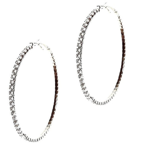 70mm Round Crown Halo CZ Hoop Earrings