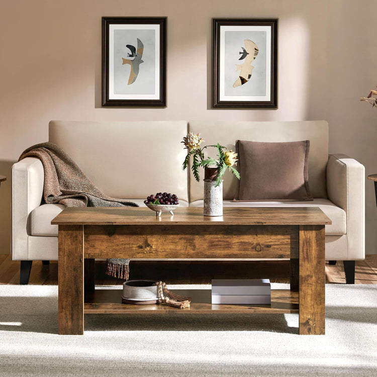 Coffee Table, 47.5In Lift Top Coffee Table with Hidden Compartment and