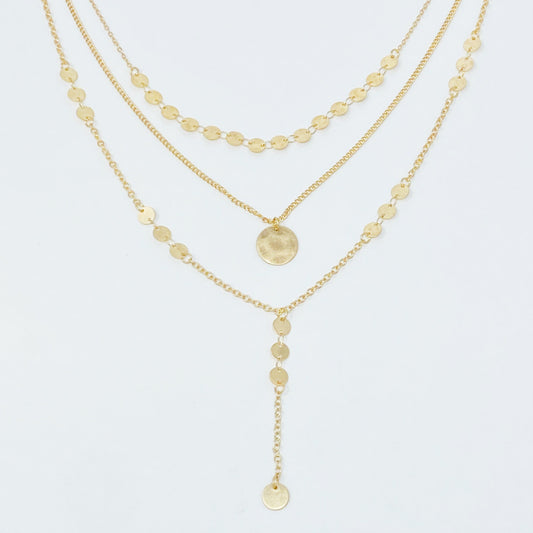 Disc Drop Layered Necklace