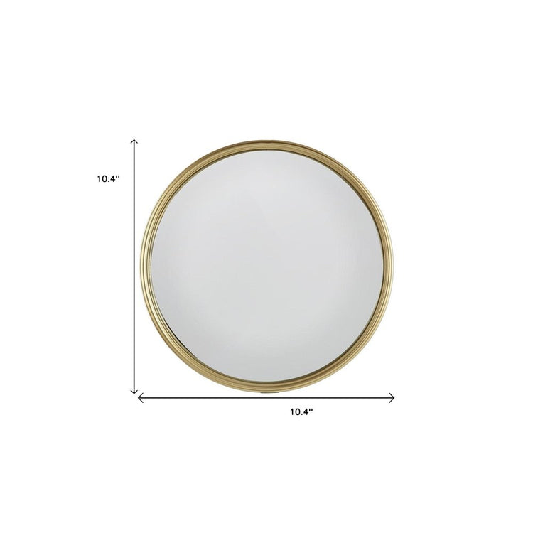 10" Gold Round Iron Textured Framed Accent Mirror
