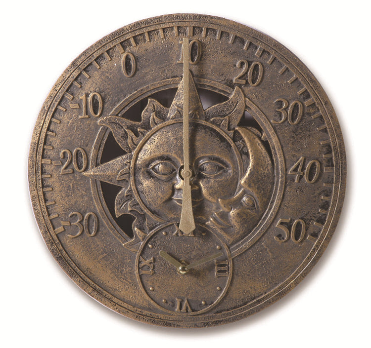 Vintage Waterproof Outdoor Wall Clock With Temperature Display