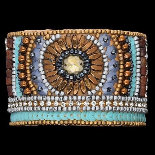 Colorful Bohemian Boho Seed Bead Loom Bracelet, Ethnic Large Cuff