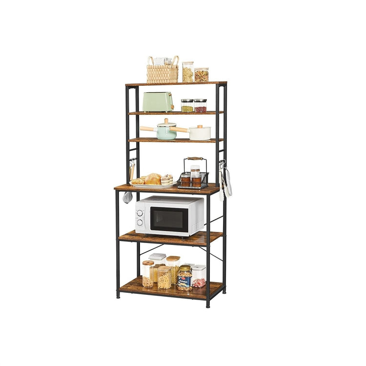 Farmhouse 6 Tier Industrial Utility Kitchen Bakers Rack Microwave