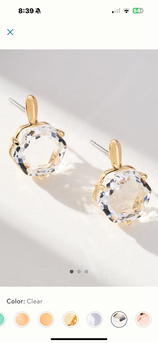Gilded Prism Drop Earrings – Faceted Stones With A Sculpted Gold