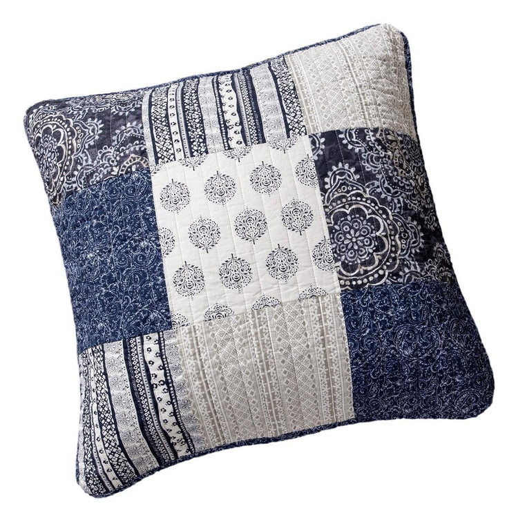 DaDa Bedding Patchwork Denim Blue Elegance Bohemian Euro Sham - 26” x