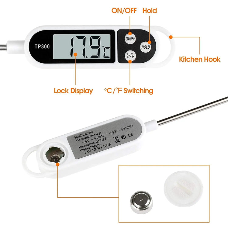 Food Thermometer Digital Meat Cooking Thermometer Instant Read Long