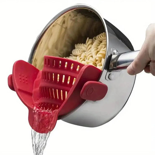 1pc Adjustable Silicone Clip-On Strainer for Pots, Pans, and Bowls -