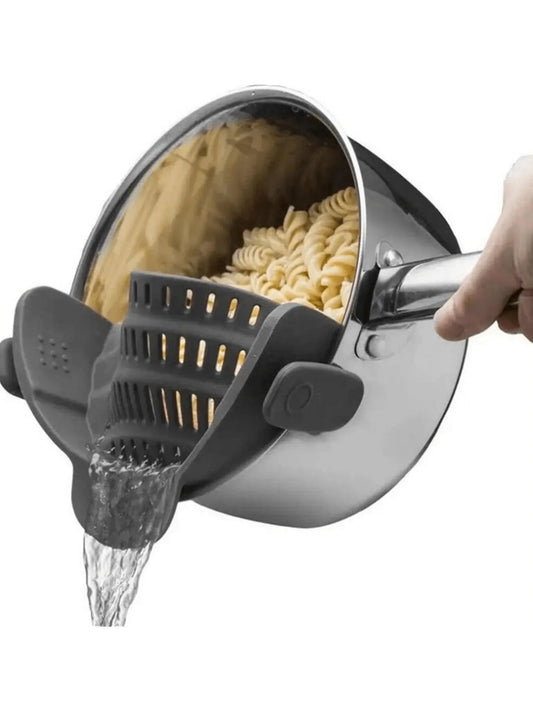 1pc Adjustable Silicone Clip-On Strainer for Pots, Pans, and Bowls -