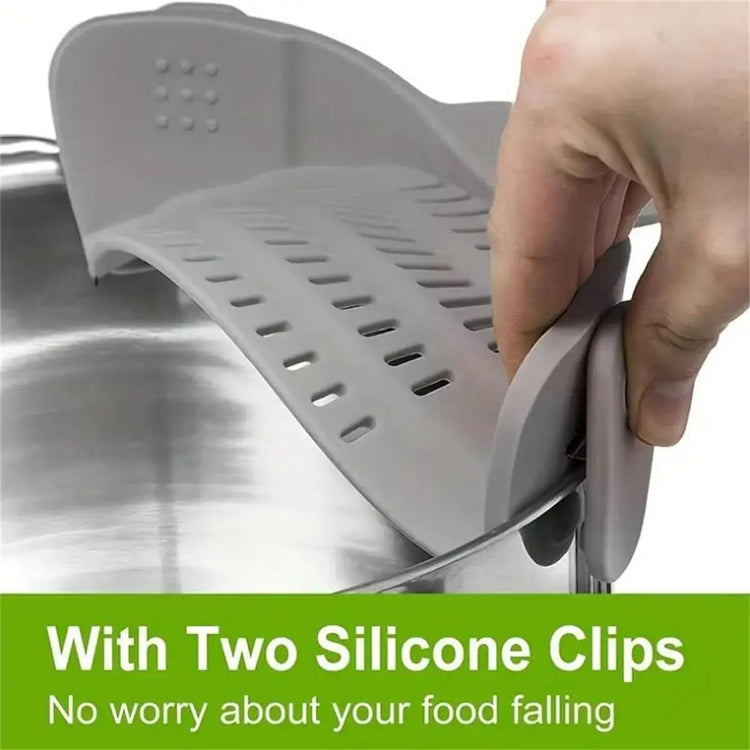 1pc Adjustable Silicone Clip-On Strainer for Pots, Pans, and Bowls -