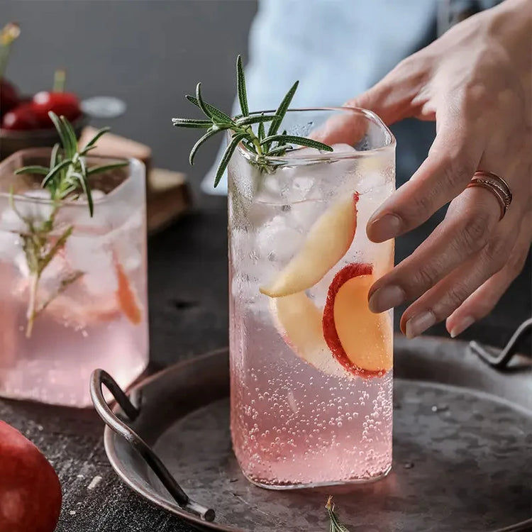 1PCS Creative Thin Highball Glasses Square Glass Transparent Cold