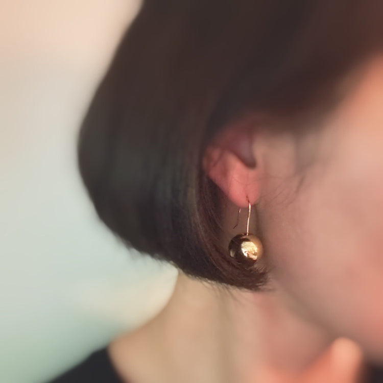 Wire Hook Golden Ball Drop Earrings