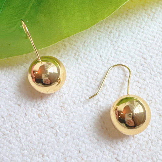 Wire Hook Golden Ball Drop Earrings
