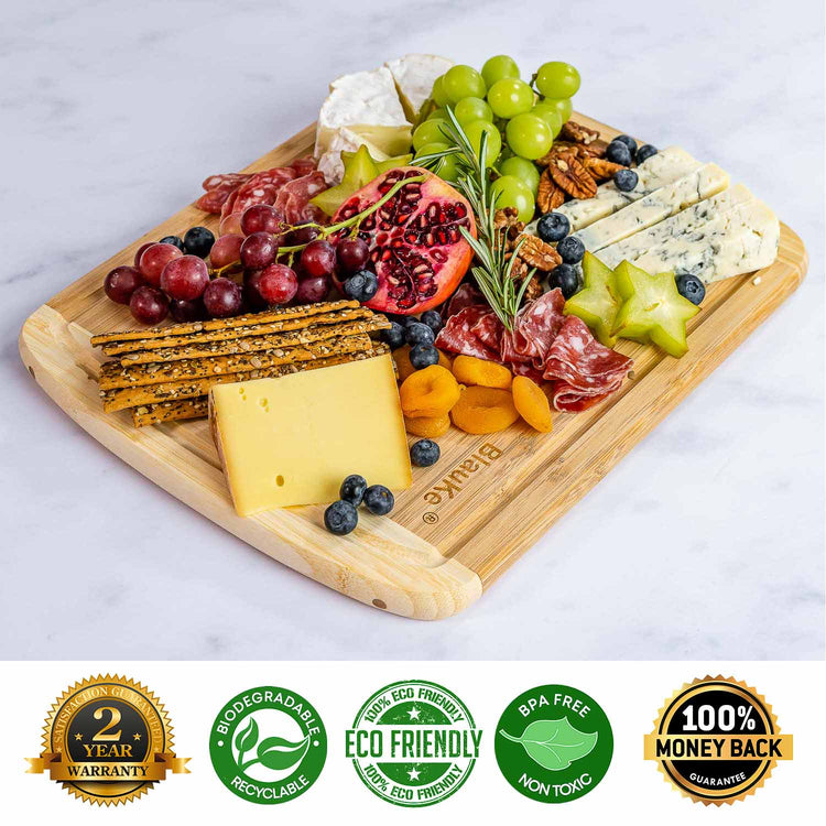 Large Wood Cutting Board for Kitchen 14x11 inch - Bamboo Chopping