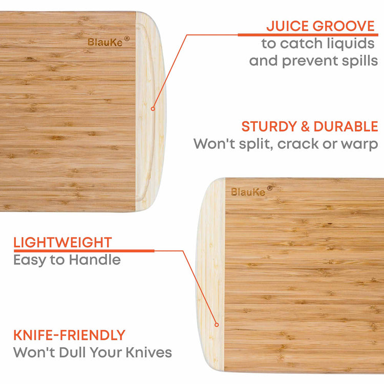 Large Wood Cutting Board for Kitchen 14x11 inch - Bamboo Chopping