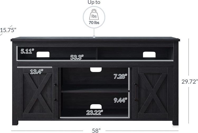 58 Inch TV Stand, Contemporary Entertainment Center for Tvs up to 65",