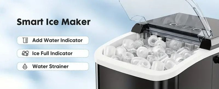 Portable Countertop Ice Maker with Ice Scoop, 9 Bullet Ice in 6 Mins,