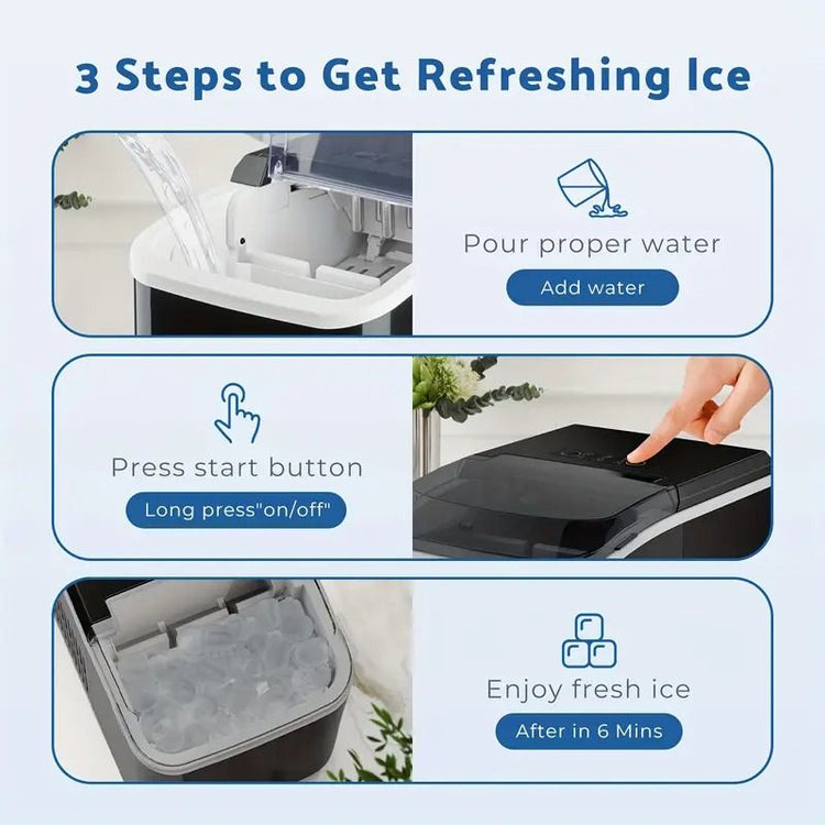 Portable Countertop Ice Maker with Ice Scoop, 9 Bullet Ice in 6 Mins,