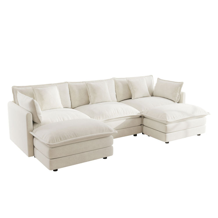 U-Shaped Sectional Sofa w/Reversible Footrest, 5-Seater Convertible