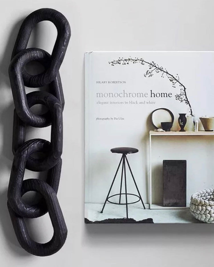 Hand carved wood chain link decor