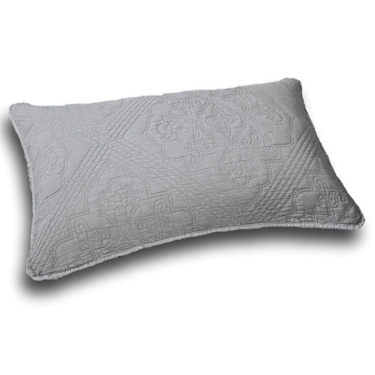 DaDa Bedding Floral Stone Wash Grey Diamond Pattern Quilted King Size