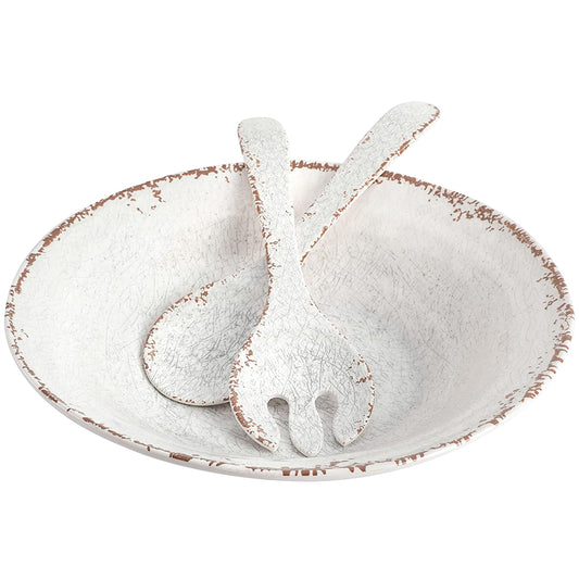 Laurie Gates Mauna 3 Piece Melamine Serving Bowl Set in White with