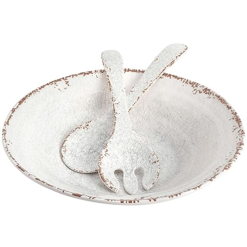 Laurie Gates Mauna 3 Piece Melamine Serving Bowl Set in White with