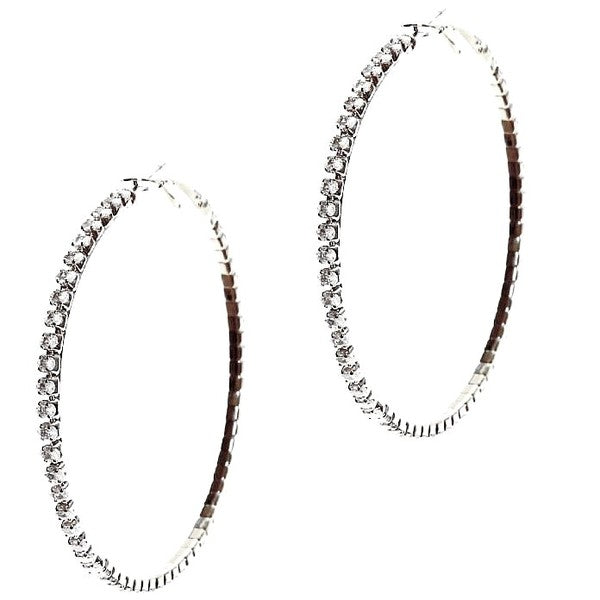 70mm Round Crown Halo CZ Hoop Earrings