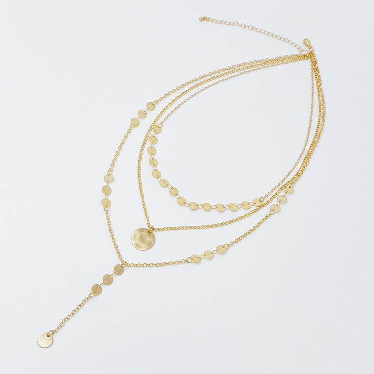 Disc Drop Layered Necklace