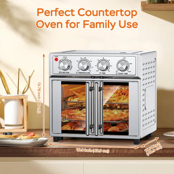 PlumChef 29.5 QT French Door Air Fryer Convection Toaster Oven, Extra