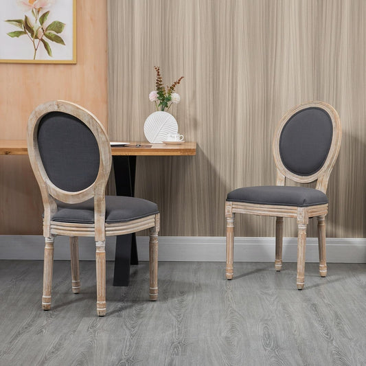 Upholstered Dining Chair Set of 2, French-Style Armless Accent Chairs