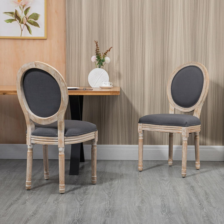 Upholstered Dining Chair Set of 2, French-Style Armless Accent Chairs