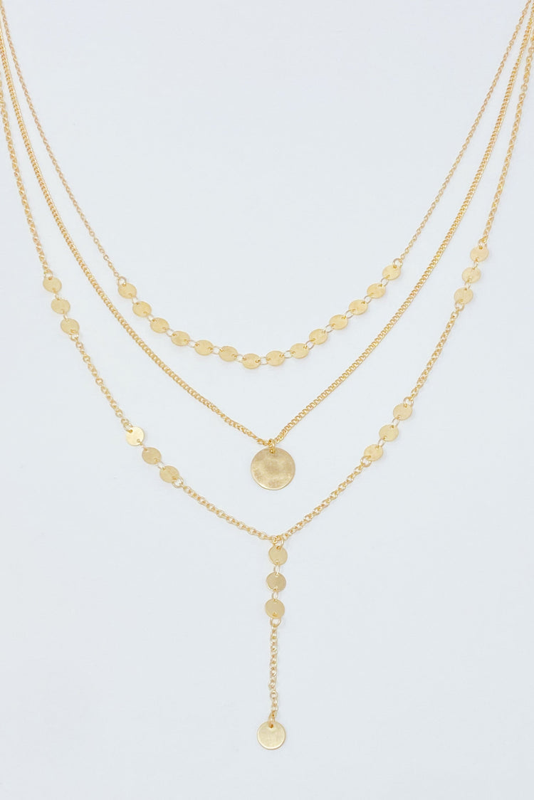 Disc Drop Layered Necklace