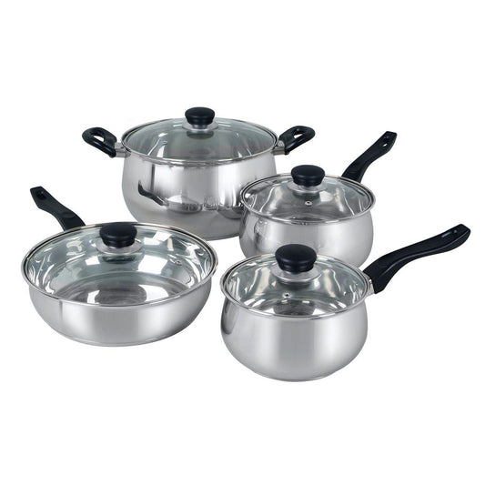 Oster Rametto 8 Piece Stainless Steel Kitchen Cookware Set with Glass