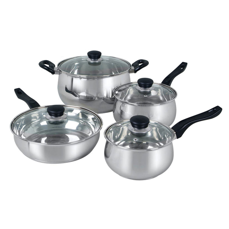 Oster Rametto 8 Piece Stainless Steel Kitchen Cookware Set with Glass