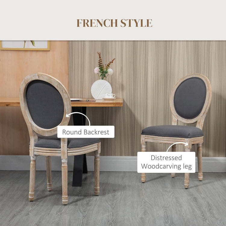 Upholstered Dining Chair Set of 2, French-Style Armless Accent Chairs