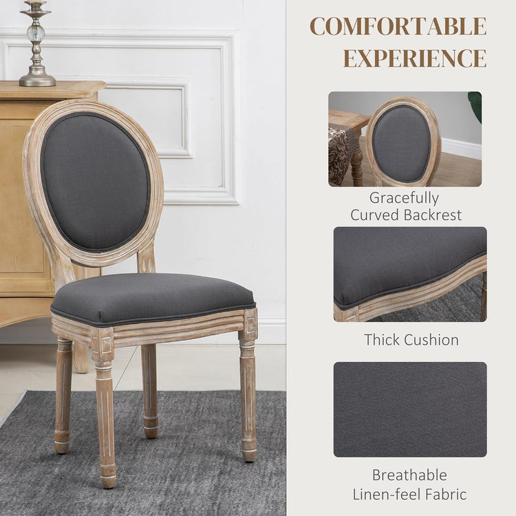 Upholstered Dining Chair Set of 2, French-Style Armless Accent Chairs