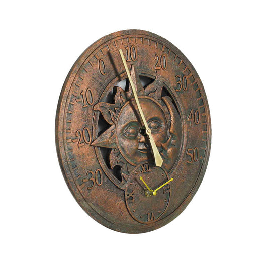 Vintage Waterproof Outdoor Wall Clock With Temperature Display