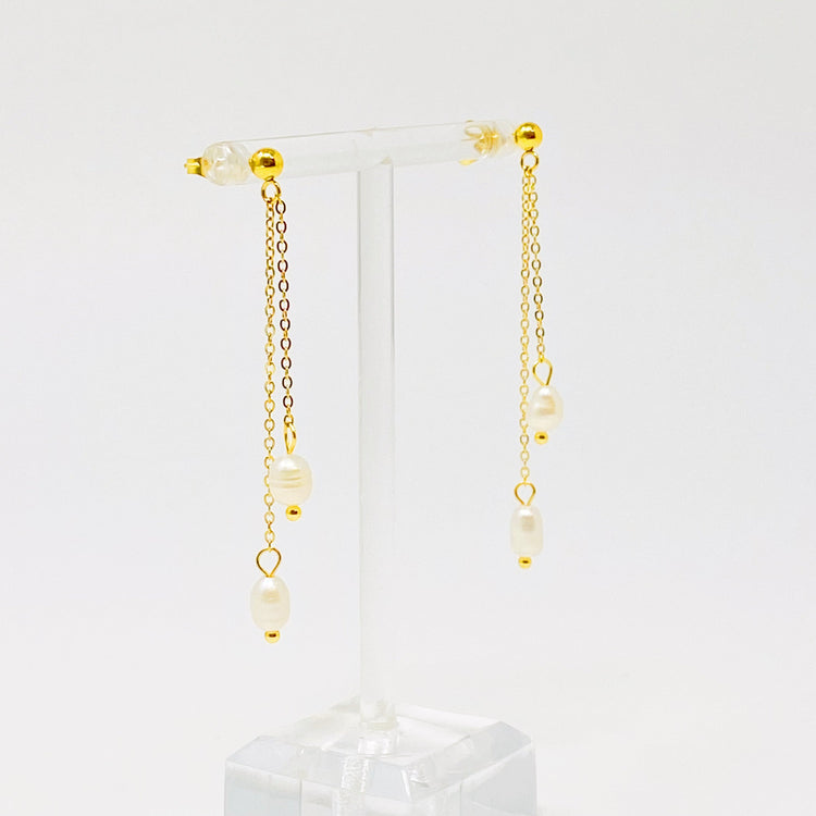 Freshwater Pearls On Dangle Earrings