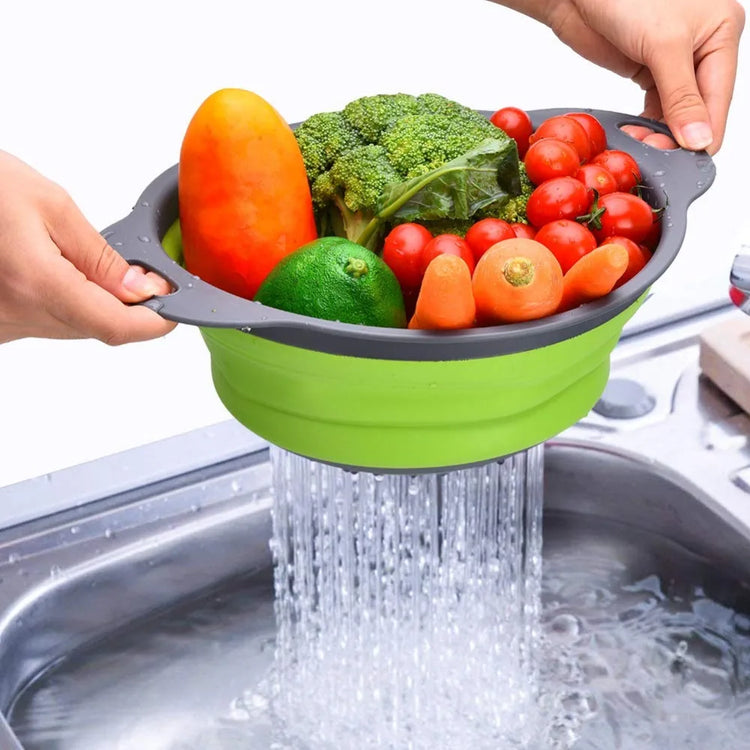 LMETJMA Round Folding Colander BPA Free Fruits Vegetables Washing