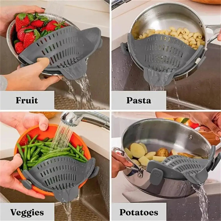 1pc Adjustable Silicone Clip-On Strainer for Pots, Pans, and Bowls -
