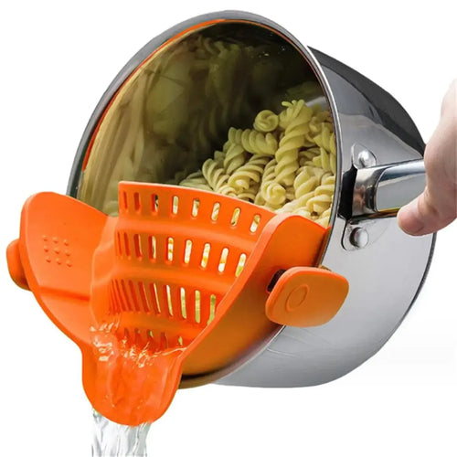 1pc Adjustable Silicone Clip-On Strainer for Pots, Pans, and Bowls -
