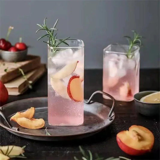 1PCS Creative Thin Highball Glasses Square Glass Transparent Cold
