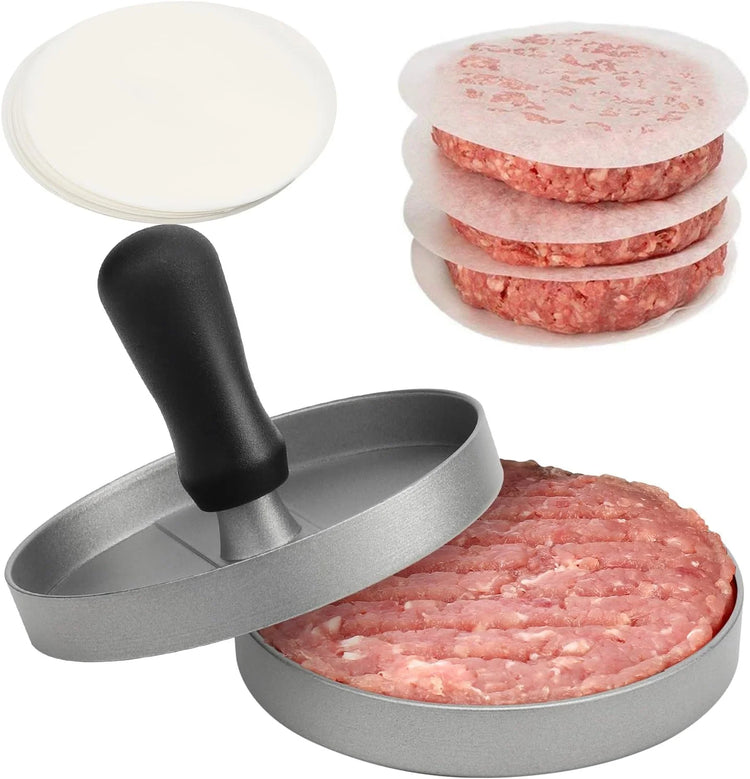 Burger Press Non-Stick Hamburger Patty Maker with Wax Paper Aluminum