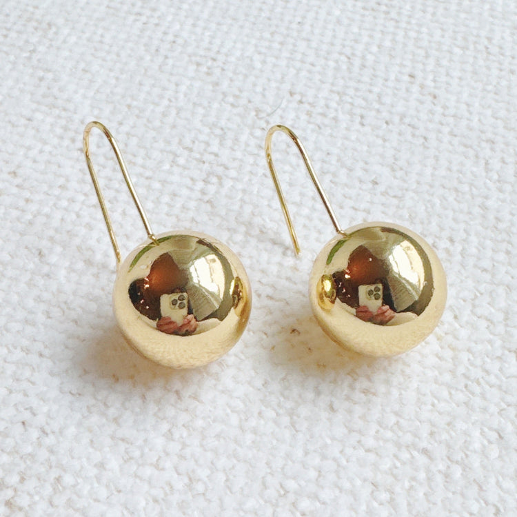 Wire Hook Golden Ball Drop Earrings