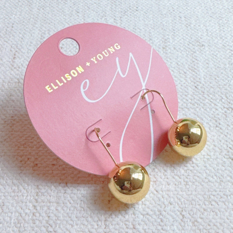 Wire Hook Golden Ball Drop Earrings