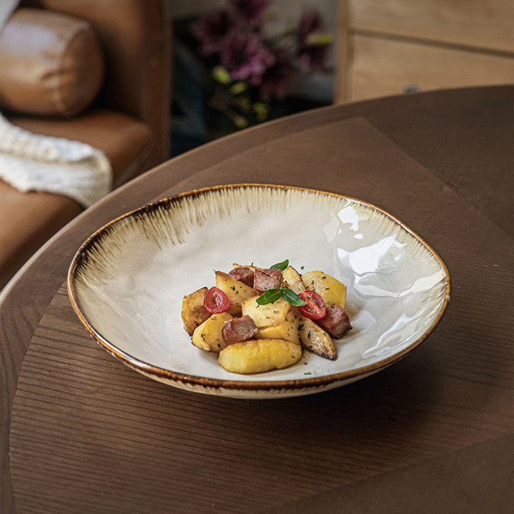 Vintage 2286 cm Irregular Ceramic Salad Plate