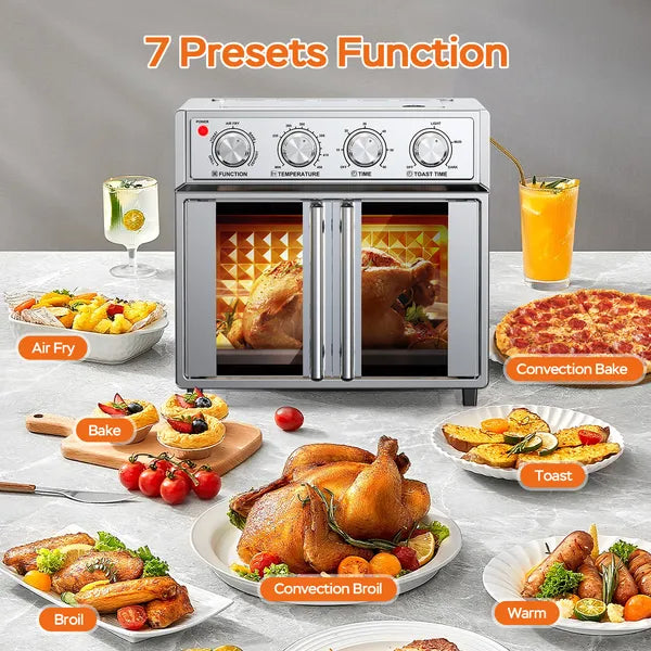 PlumChef 29.5 QT French Door Air Fryer Convection Toaster Oven, Extra